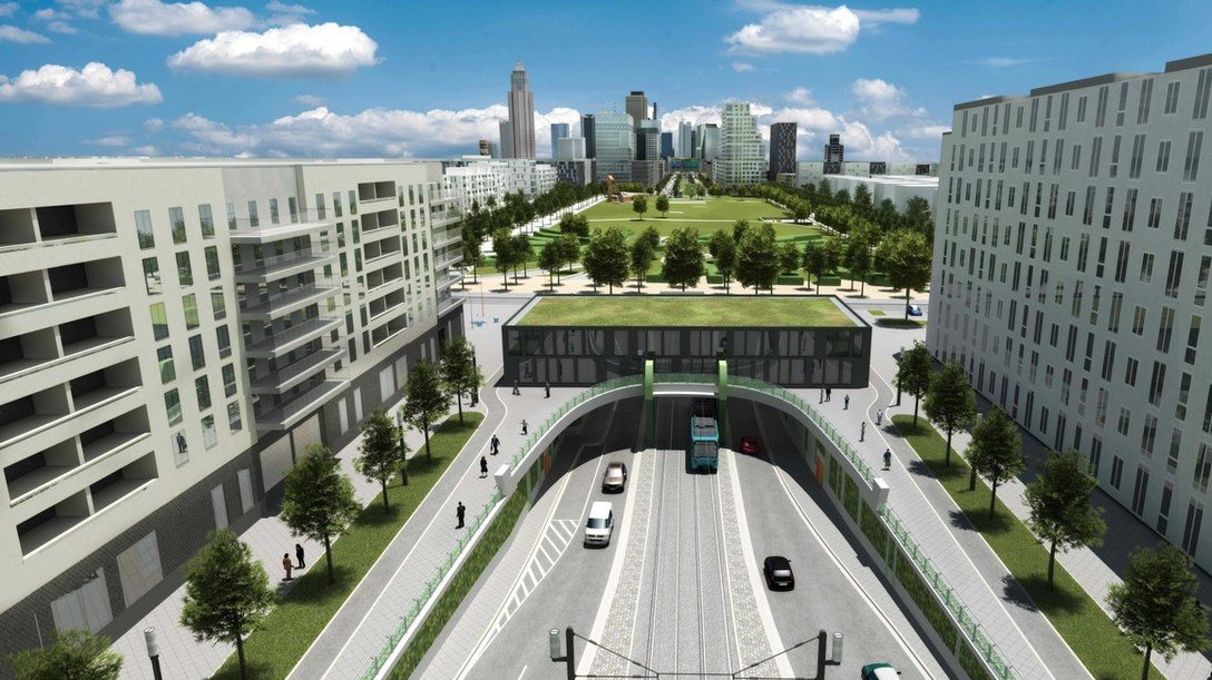 Visualisierung Verlängerung U-Bahnlinie U5, Frankfurt am Main, Deutschland