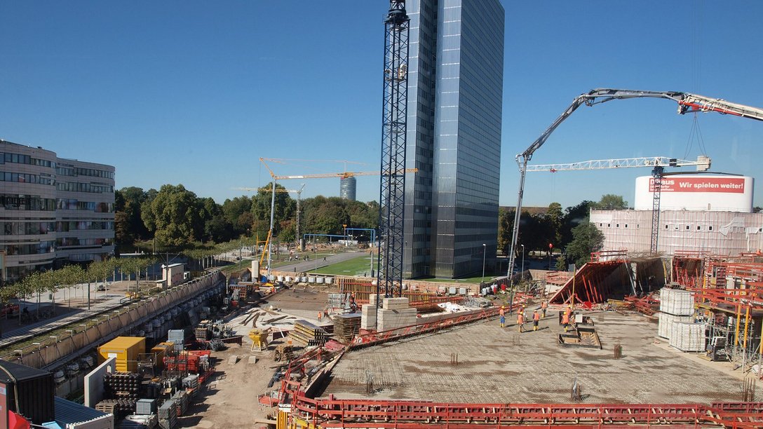 A view of the construction site of KÖ-Bogen II in Düsseldorf, Germany