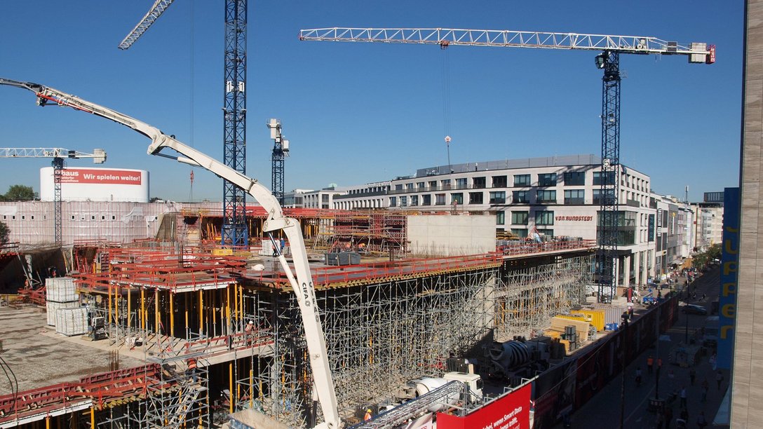 A view of the construction site of KÖ-Bogen II in Dusseldorf, Germany