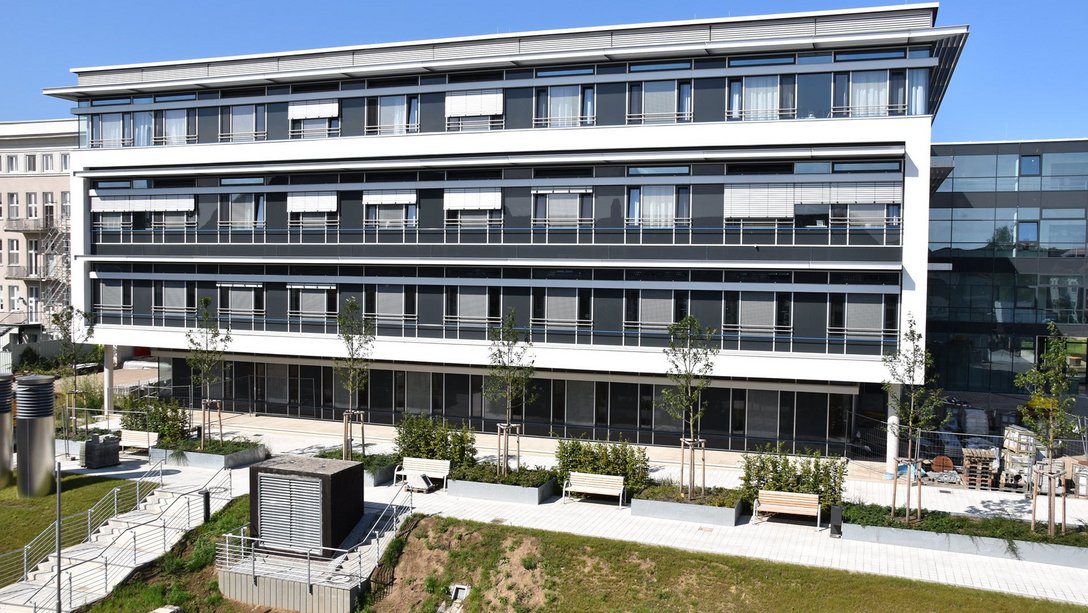 Rear view of the University Medical Centre Rostock, Rostock, Germany."