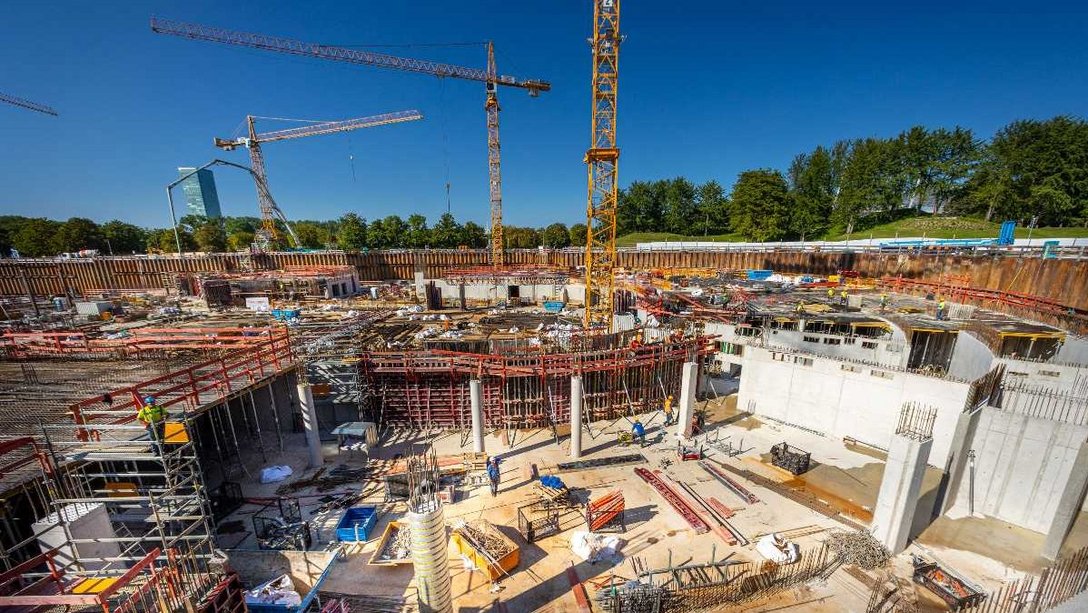 View of the construction site of SAP Garden in Munich, Germany